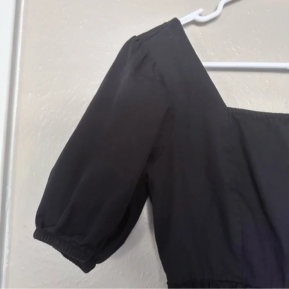 Jessica Simpson Black Midi Dress With Puff Sleeves Size Small - Picture 5 of 8